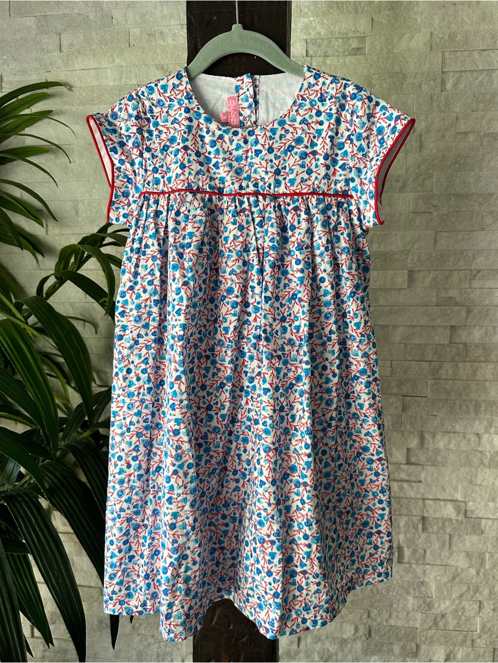 BISBY Red & Blue Floral Cotton Boutique Dress Size 6